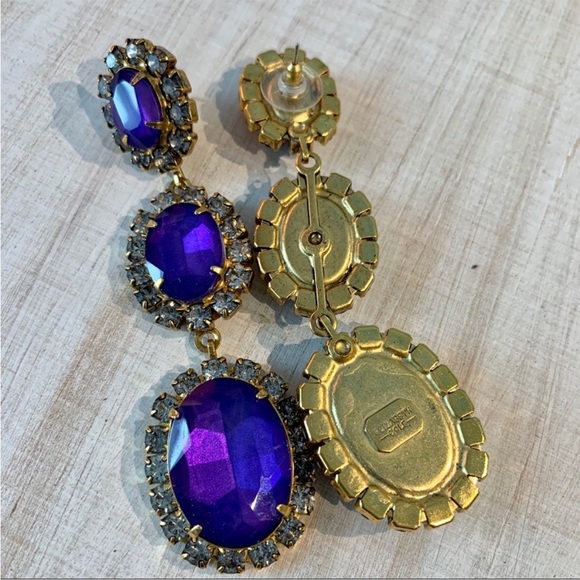 Elizabeth Cole Elegant Purple and Gold Drop Earrings - Picture 7 of 8